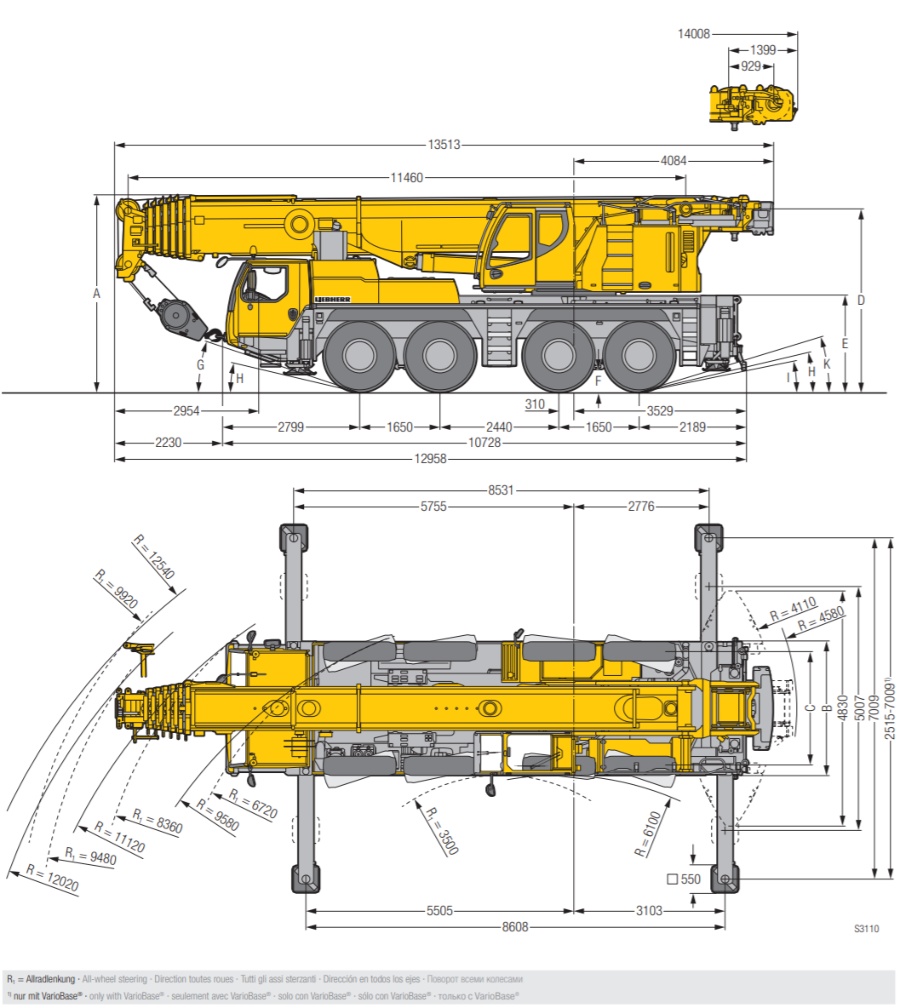 Габариты автокрана. Liebherr кран 100 тонн габариты. Кран Либхер 100 тн габариты. Либхер ЛТМ 1100 4.2. Кран Liebherr LTM 1100.